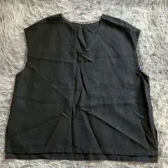 【美品✨】黒いVネックノースリーブトップス カットソー ビッグシルエット