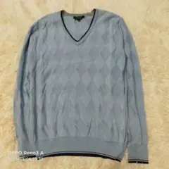 Michel Klein HOMME ライトブルー Vネック ニットセーター46