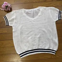 ★美品★ハニーズHoneysC.O.L.Z.A メッシュ　Vネックトップス L