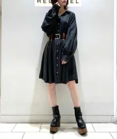 【極美品】REDYAZEL　オリジナルストライプミニタック シャツ ワンピース