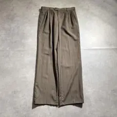 古着 80s ユーロ 3タック ワイド スラックス パンツ ストライプ ブラウン