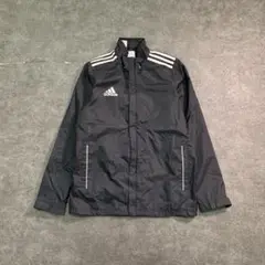 7TLA1【adidas】裏メッシュ　ジップアップジャケット　黒　古着used