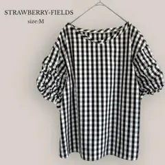 STRAWBERRY-FIELDS✨美品✨5分袖ブラウス　ギンガムチェック　M