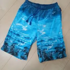 青のテキストプリント水着