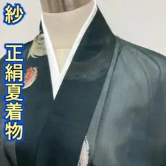 KN4864 紗 小紋 身丈154cm 夏着物 正絹