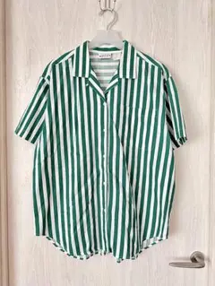 ビンテージ ストライプ シャツ 90s 80s グリーン