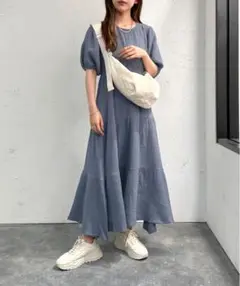 ダブルガーゼティアードワンピース