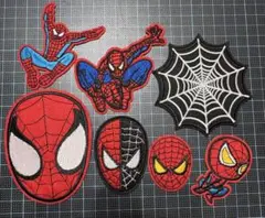 スパイダーマン 刺繍アイロンワッペン7個セット売り