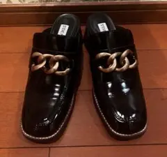 STEVE MADDEN 黒 ローファー チェーン装飾