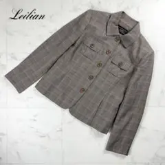 美品 Leilian チェックシャツ ブラウン系 サイズ9*NC1050