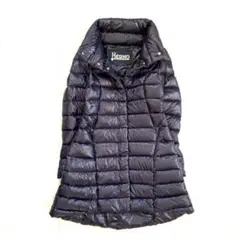 極美品 ヘルノ HERNO ダウンコート ステンカラー 紺 42 M 〜 L