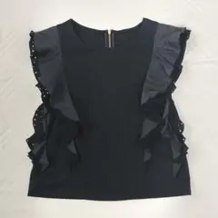 美品✨ラウンジドレス　ノースリーブフリル袖ブラウス　カットソー　トップス　黒