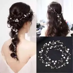 ⑧小枝 お花 ヘアアクセサリー 結婚式ヘッドドレス ウェディング髪飾りナチュラル