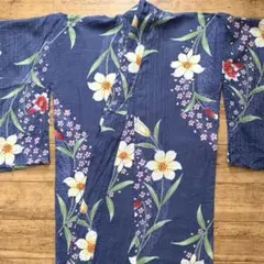 浴衣単品　くすみブルー　レディース浴衣　花柄