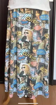 アメコミ柄スカート　フリーサイズ　個性的