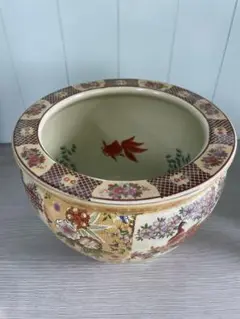 水鉢 孔雀 絵柄模様 金魚鉢 メダカ鉢 水瓶 火鉢 骨董 壺