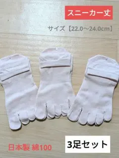 日本製 綿100 5本指ソックス スニーカー丈