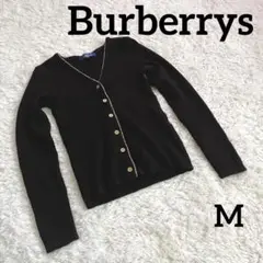 バーバリー Burberry カーディガン ノバチェック 黒 金ボタン