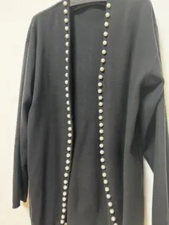 パール カーディガン 黒