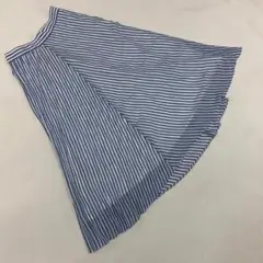 Dixie stripes フレアスカート シフォン風 アシンメトリーブルー白