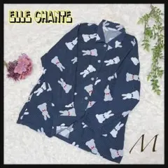 【ELLE CHANTE】 シャツ ブラウス ドット ウサギ 紺 エル (M)