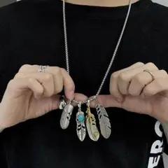 ☆大ヒット★ターコイズフェザーネックレス★シルバー