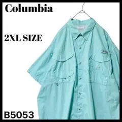 コロンビア アウトドア 半袖シャツ フィッシングシャツ ミント 水色 2XL