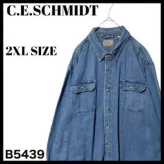 古着 C.E.SCHMIDT 長袖デニムシャツ フラップ付ダブルポケット 2XL