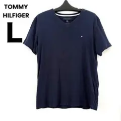 トミーヒルフィガー Tシャツ ネイビー Vネック Lサイズ