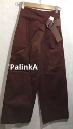 新品　'PalinkA アシンメトリータックワイドパンツ　36