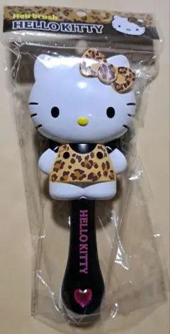 ハローキティ ダイカット ヘアーブラシ　ヒョウ柄 ブラウン