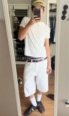 (古着) 90s usa製 バギーデニムショーツ 白 jorts
