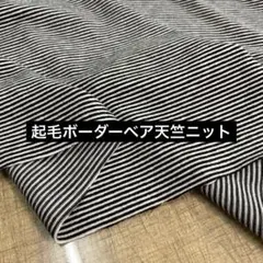 ミップベア天竺ボーダーニット 黒×オフ白145cm巾×1m 起毛ニット