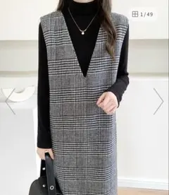 ワンピース　千鳥柄