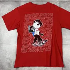 USA製古着　イケイケパンダキャラクターグラフィック　赤　Tシャツ　ストリート系