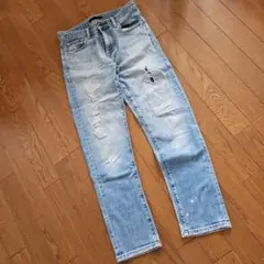 UNIQLO ダメージストレートデニム ライトブルー　サイズ28(L?)
