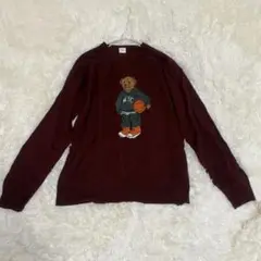 ブラウニー　BROWNY クマ　刺繍バーガンディセーター　M 薄手