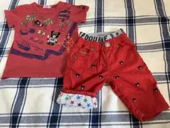 DOUBLE B レッド Tシャツとパンツセット