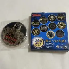 ‪꒰新品未使用꒱‬MARVEL アベンジャーズ 金バッジ 24金メッキ仕上げ