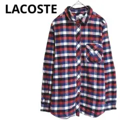 ✨美品✨【LACOSTE】ラコステ チェック柄 長袖ネルシャツ42 赤 青 白