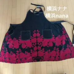 横浜ナナ　nana タオル地エプロン 正規品【横浜ナナ 湘南ナナ】nana エプロン 裾ローズ柄 薔薇