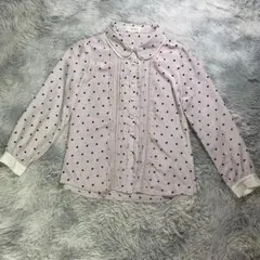 (Shellna) シェルナ ドット柄 ブラウス Lサイズ