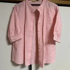 半袖バンドカラーシャツ　パール