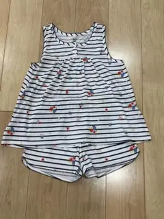 ストライプ花柄パジャマ 160cm 2ピースセット