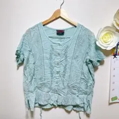 FABULOUS 刺繍入り半袖トップス　水色