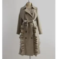 レディースファッションフリルトレンチコートfrill trench coat