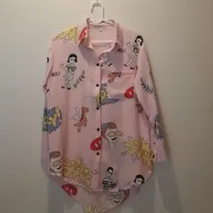最終お値下げ！！　韓国ファッション　デザインシャツ　Mサイズ　ピンク　k-pop