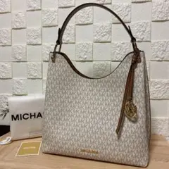 MICHEAL KORS 未使用近 ハンドバッグ モノグラム MK 白