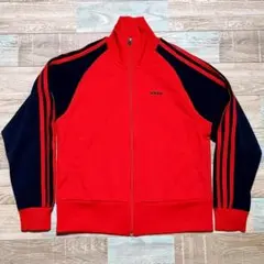 【人気】adidas アディダス トラックジャケット ジャージ 刺繍ロゴ 赤 紺