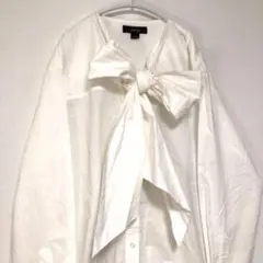melange ボウタイ ビッグリボン ブラウス 長袖シャツ 白 M